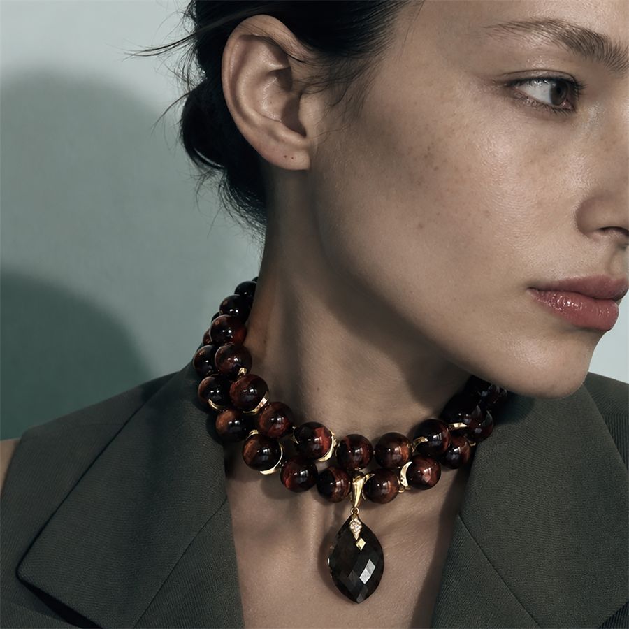 Collana occhio di tigre arancio Totem | CLODT ARANC